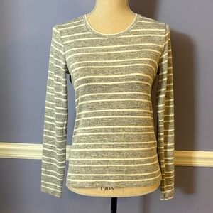 Banana Republic Gray Striped Long Sleeve Top